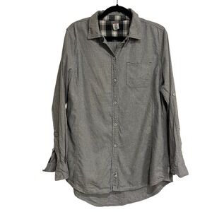 Stio Shirt‎ Long Sleeve Button Down Dovetail Flannel Cabin Gray Womens Large